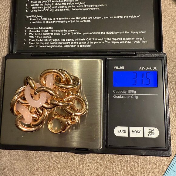 Rose-gold toned/pink lucite Bronzo d'Italia 20" necklace w/ matching 7" bracelet - Picture 6 of 11